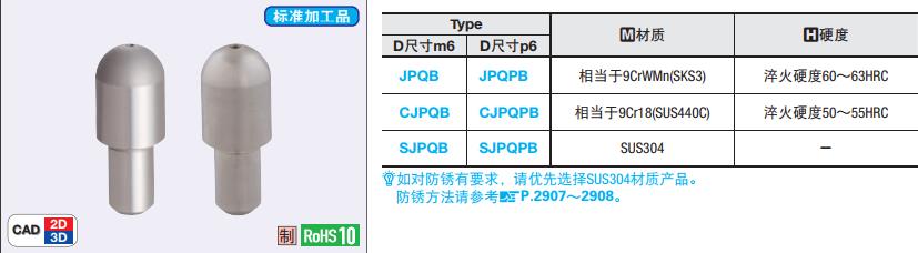 大頭球面型定位銷 大頭球面型定位銷